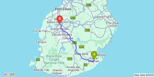 Map: Mauritius Airport (MRU) to Village Square Apartments, Mauritius