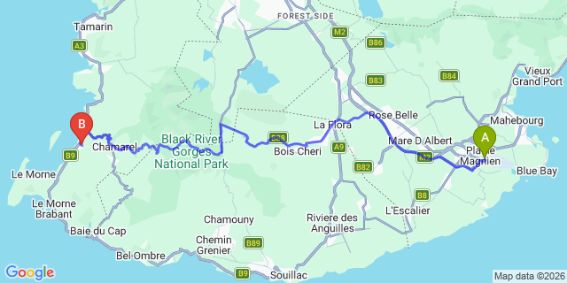 Map: Mauritius Airport (MRU) to Wind Surf Apartments, Mauritius