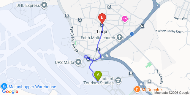 Map: Malta Airport (MLA) to Luqa