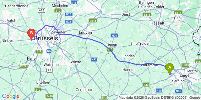 Map: Liège Airport (LGG) to Bornem