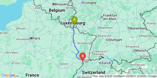Map: Luxembourg Airport (LUX) to Cologne