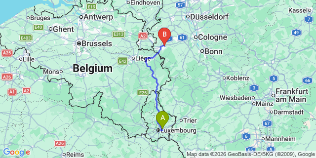 Map: Luxembourg Airport (LUX) to Escheweiler