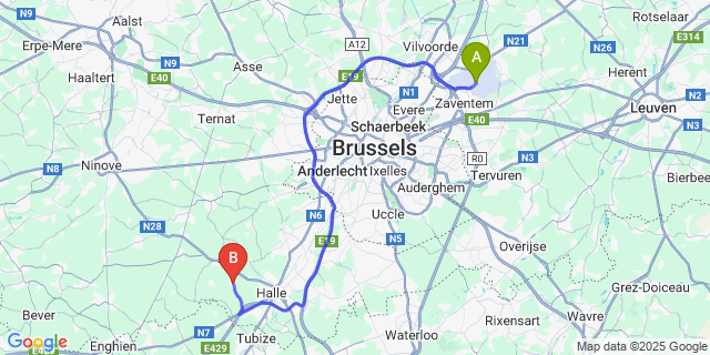 Map: Brussels Zaventem Airport (BRU) to Beert