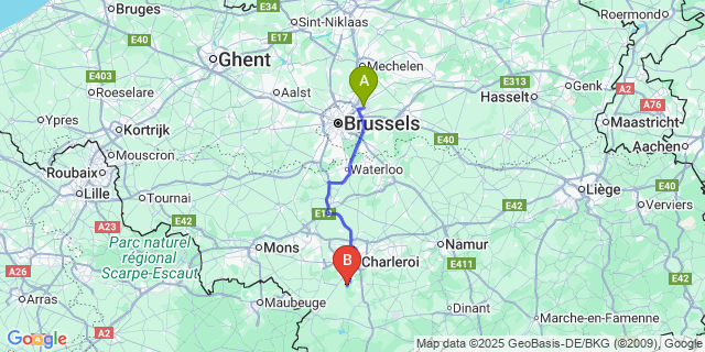 Map: Brussels Zaventem Airport (BRU) to Beignee