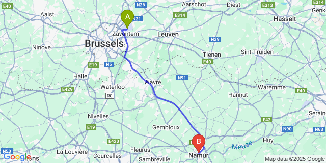 Map: Brussels Zaventem Airport (BRU) to Bomel