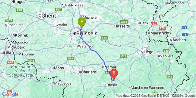 Map: Brussels Zaventem Airport (BRU) to Braibant