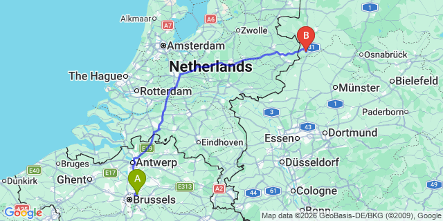 Map: Brussels Zaventem Airport (BRU) to Cochem
