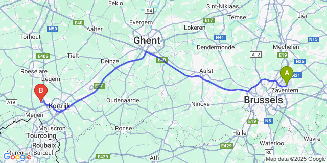 Map: Brussels Zaventem Airport (BRU) to Geest-G