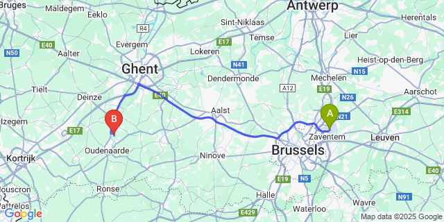 Map: Brussels Zaventem Airport (BRU) to Heurne