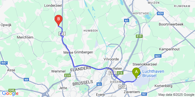 Map: Brussels Zaventem Airport (BRU) to Impde