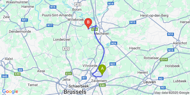 Map: Brussels Zaventem Airport (BRU) to Leest