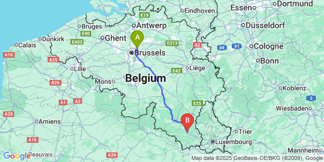 Map: Brussels Zaventem Airport (BRU) to Marbehan