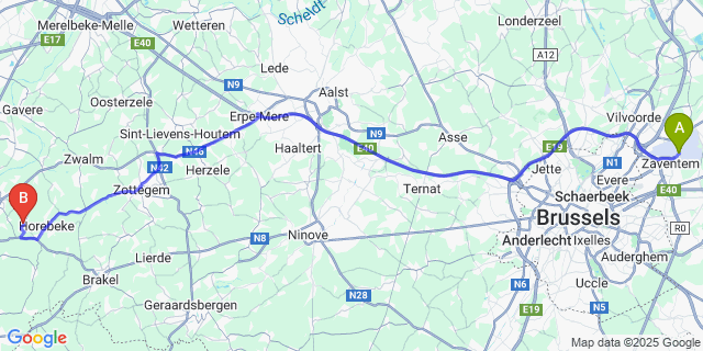 Map: Brussels Zaventem Airport (BRU) to Mater