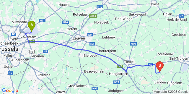 Map: Brussels Zaventem Airport (BRU) to Neerlanden