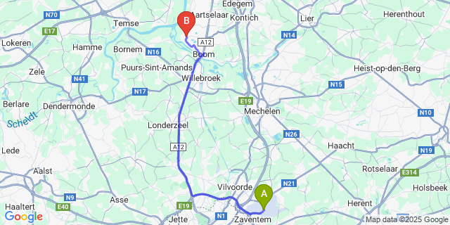 Map: Brussels Zaventem Airport (BRU) to Niel