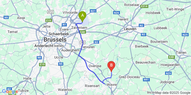 Map: Brussels Zaventem Airport (BRU) to Ottenburg