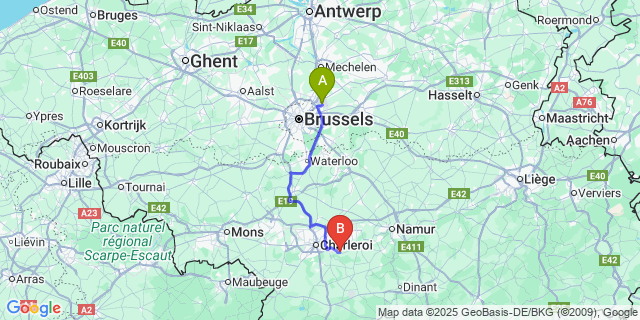 Map: Brussels Zaventem Airport (BRU) to Presles