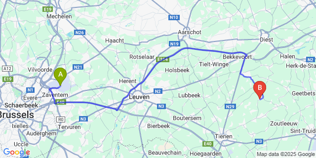Map: Brussels Zaventem Airport (BRU) to Ransberg