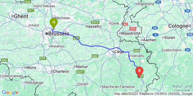 Map: Brussels Zaventem Airport (BRU) to Recht
