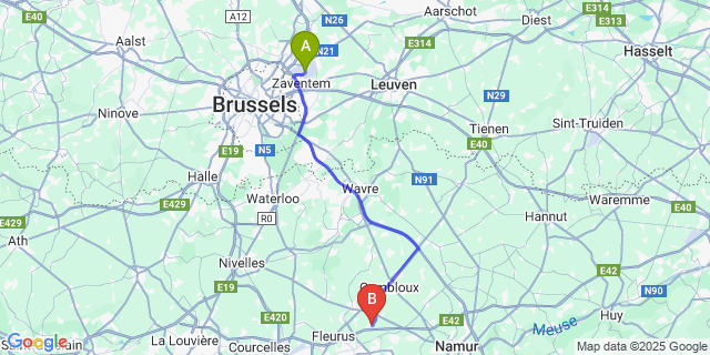 Map: Brussels Zaventem Airport (BRU) to Saint-Martin