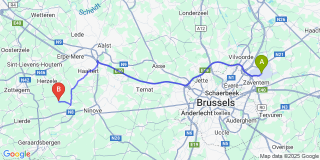 Map: Brussels Zaventem Airport (BRU) to St-Antelinks