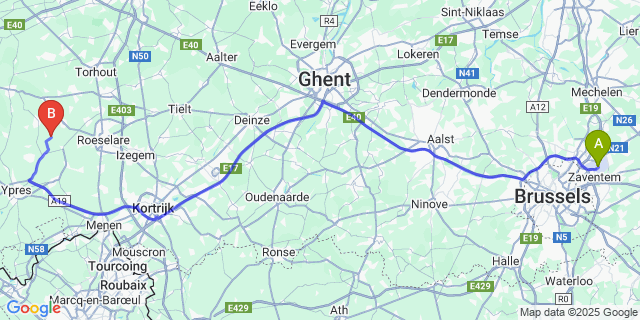 Map: Brussels Zaventem Airport (BRU) to Vijfwegen