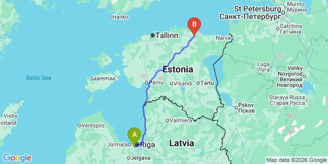 Map: Riga Airport (RIX) to Daugavpils