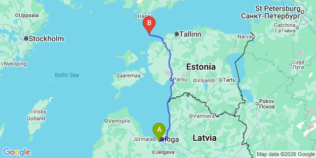 Map: Riga Airport (RIX) to Haapsalu