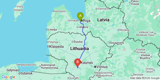 Map: Riga Airport (RIX) to Jelgava