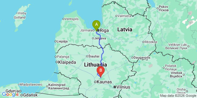 Map: Riga Airport (RIX) to Jonava