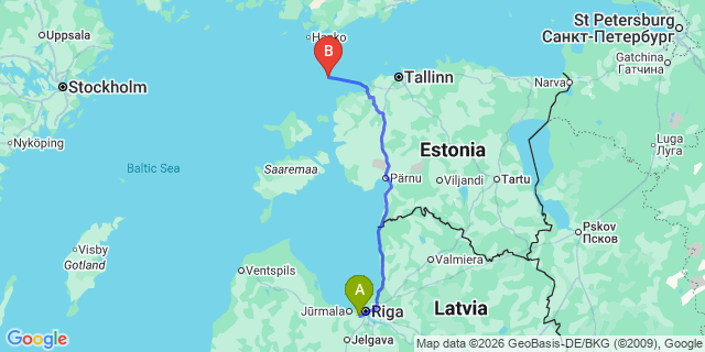 Map: Riga Airport (RIX) to Marijampolė