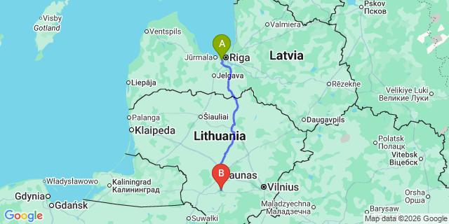 Map: Riga Airport (RIX) to Olaine