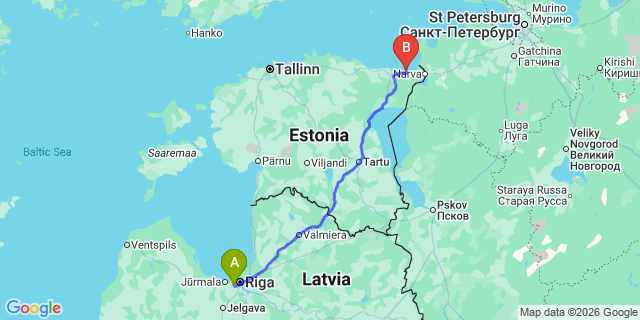 Map: Riga Airport (RIX) to Sillamäe