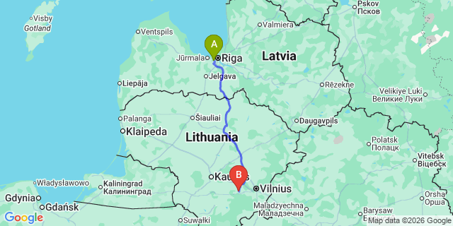Map: Riga Airport (RIX) to Tallinn city (all areas)
