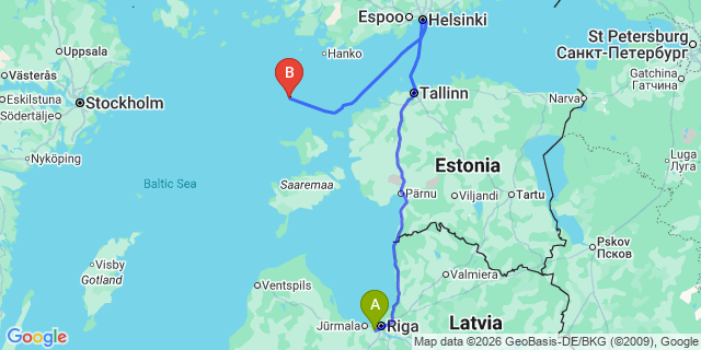 Map: Riga Airport (RIX) to Tauragė