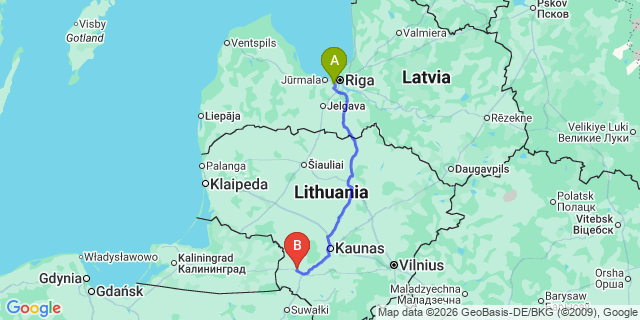 Map: Riga Airport (RIX) to Tukums