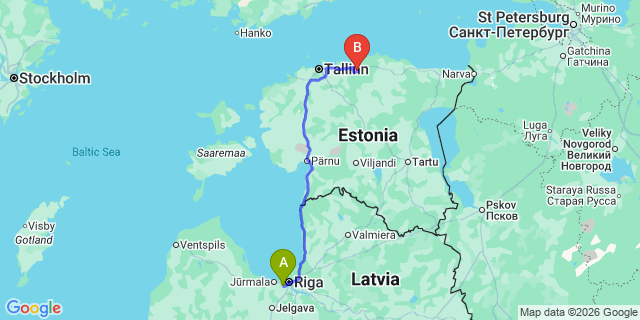 Map: Riga Airport (RIX) to Viljandi