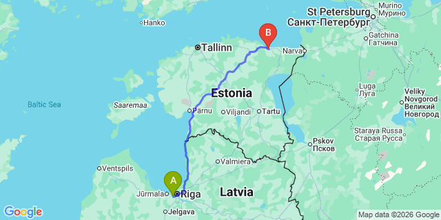 Map: Riga Airport (RIX) to Võru