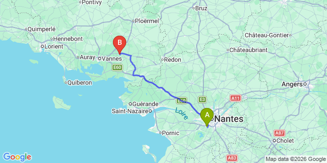 Map: Nantes Airport (NTE) to La Vraie-Croix