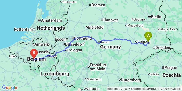 Map: Charleroi Airport Brussels South (CRL) to Rieme