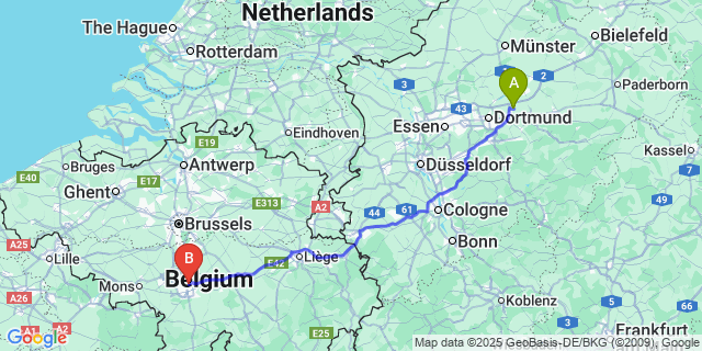 Map: Charleroi Airport Brussels South (CRL) to Wezel