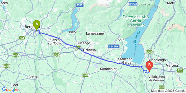 Map: Milan Bergamo Airport (BGY) to Affi