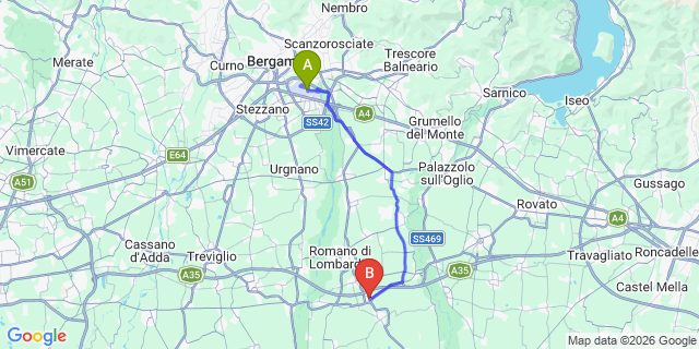 Map: Milan Bergamo Airport (BGY) to Antegnate