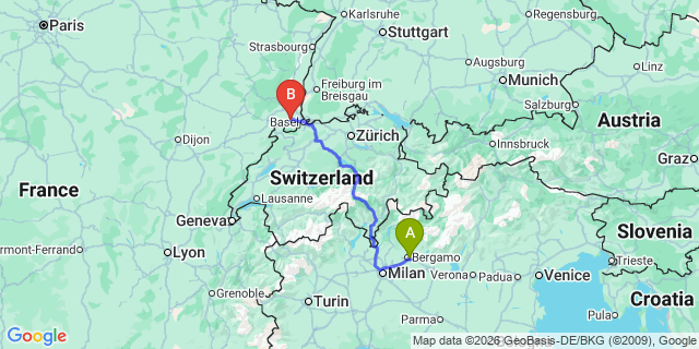 Map: Milan Bergamo Airport (BGY) to Aosta