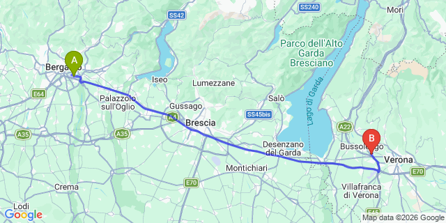 Map: Milan Bergamo Airport (BGY) to Arco
