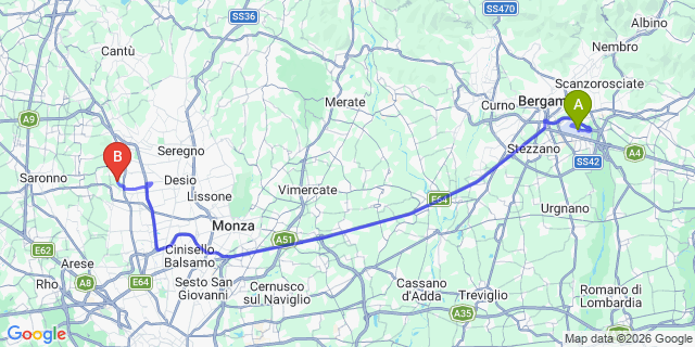 Map: Milan Bergamo Airport (BGY) to Assago