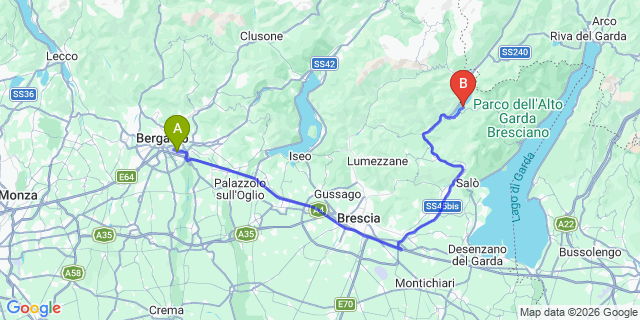 Map: AZUR Sportcamping Rio Vantone to Milan Bergamo Airport (BGY)