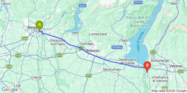 Map: Milan Bergamo Airport (BGY) to Bardolino