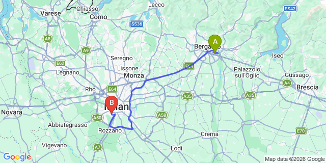 Map: Milan Bergamo Airport (BGY) to Barona