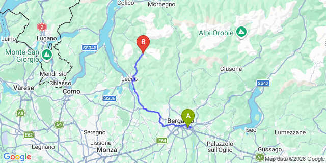Map: Milan Bergamo Airport (BGY) to Barzio